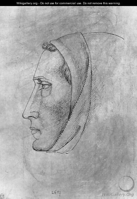 Head of a monk, from the The Vallardi Album 2 - Antonio Pisano (Pisanello)