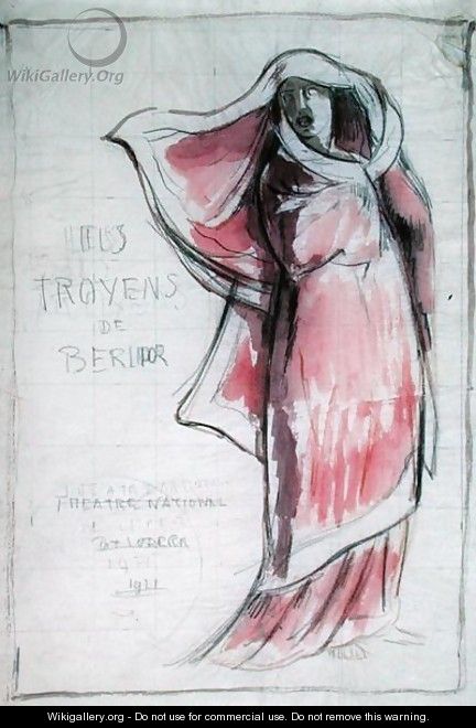 Design for a poster advertising Les Troyens The Trojans composed by Hector Berlioz 1803-69 for a performance at the Opera de Paris in 1921 - Rene Piot