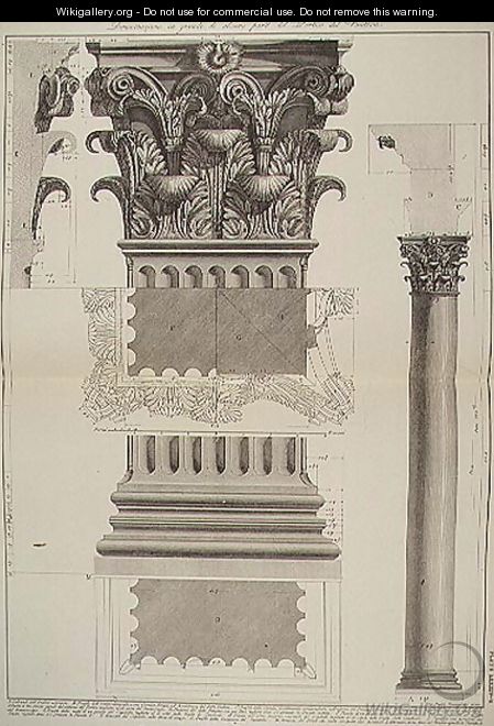 Plate LXXXIV-V Demonstration in large scale of part of the Portico of the Pantheon from Vedute, first published in 1756, pub. by E and F.N. Spon Ltd., 1900 - Giovanni Battista Piranesi