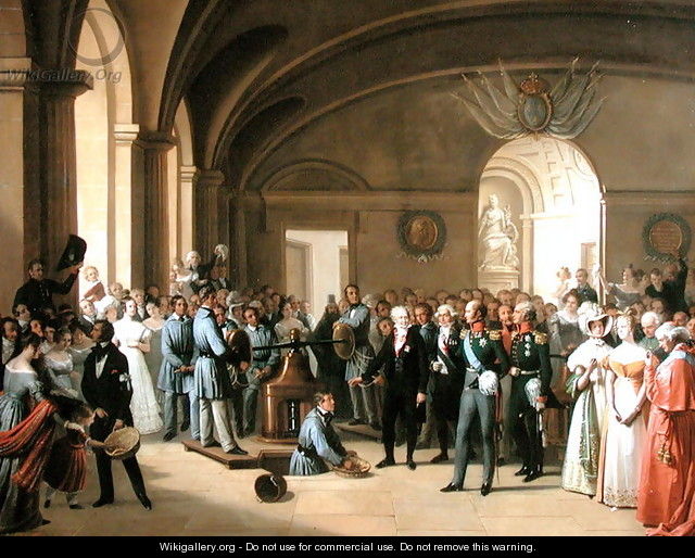 Tsar Alexander I 1777-1825 visiting the Paris Hotel de La Monnaie on 25th May 1814, 1844 - Edouard Pingret