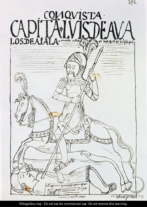 Captain Luis de Avalos killing an Inca - Felipe Huaman Poma de Ayala