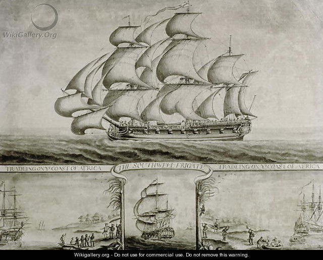 View of the Southwell Frigate Trading on the Coast of Africa, c.1760 - Nicholas Pocock