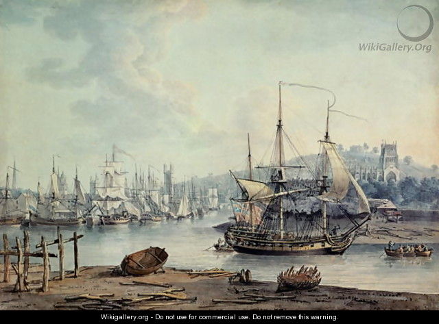 Towing a Warship out of Bristol Harbour, 1783 - Nicholas Pocock