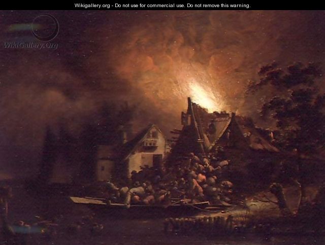 Villagers Struggling to put out a Cottage Fire - Adriaen Lievensz van der Poel