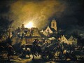 Fire in a village at night, 1655 - Egbert van der Poel