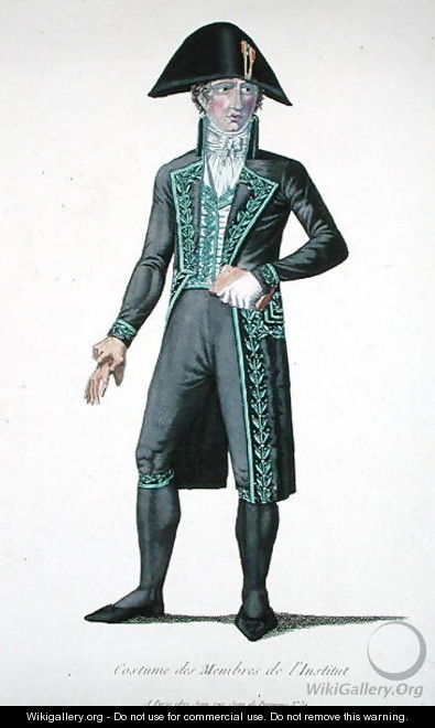 Costume of a member of the Institut de France, engraved by Louis F. Charon c.1802-10 - (after) Poisson