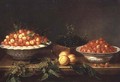 Still-life with fruit in porcelain dishes and a wooden box - Joseph Plepp