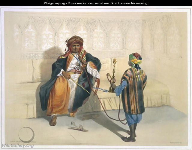 An Arab Sheikh Smoking, illustration from The Valley of the Nile, engraved by Saint Germain, pub. by Lemercier, 1848 - Emile Prisse d