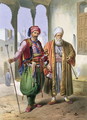 A Janissary and a Merchant in Cairo, illustration from The Valley of the Nile, engraved by Charles Bour 1814-81 pub. by Lemercier, 1848 - Emile Prisse d