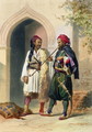 Arnaout and Osmanli Soldiers in Alexandria, illustration from The Valley of the Nile, engraved by Mouilleron, pub. by Lemercier, 1848 - Emile Prisse d'Avennes