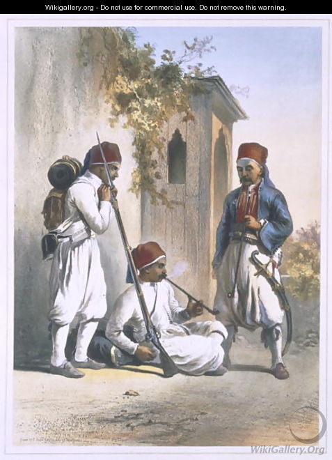 Nizamior, Regular Troops of the Turkish Army at Kanka, illustration from The Valley of the Nile, engraved by Mouilleron, pub. by Lemercier, 1848 - Emile Prisse d