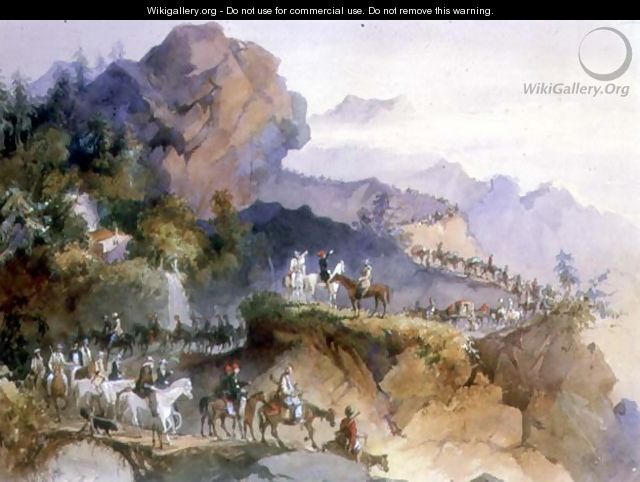 A Diplomatic Party being Escorted Across a Mountain Range - Amadeo Preziosi