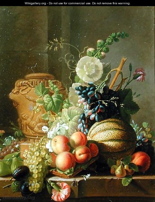 Still Life with Fruit on a Ledge - Jean-Louis Prevost
