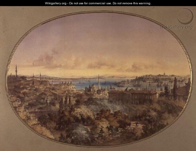 View of Constantinople from Galata looking towards the Golden Horn and the Bosphorus - Amadeo Preziosi