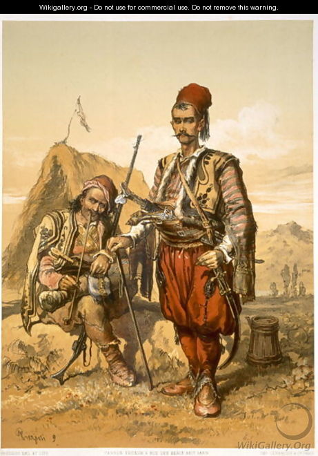 Turkish foot soldiers in the Ottoman army, pub. by Lemercier, c.1857 - Amadeo Preziosi