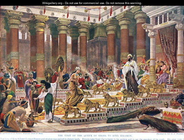 The Visit of the Queen of Sheba to King Solomon, illustration from Hutchinsons History of the Nations, early 1900s - Sir Edward John Poynter