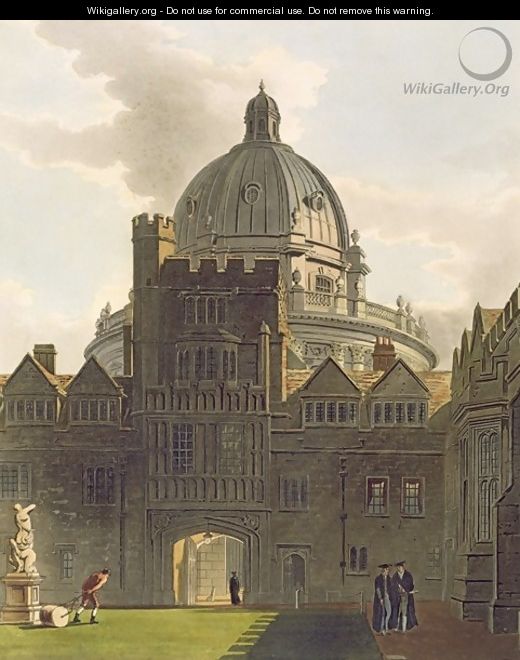 Exterior of Brasenose College and Radcliffe Library, illustration from the 