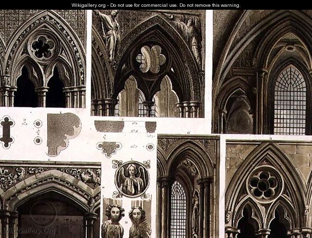Fragments and Arches in Westminster Abbey, plate 11 from Westminster Abbey, engraved by Thomas Sutherland, pub. by Rudolph Ackermann 1764-1834 1811 - (after) Pugin, Augustus Charles