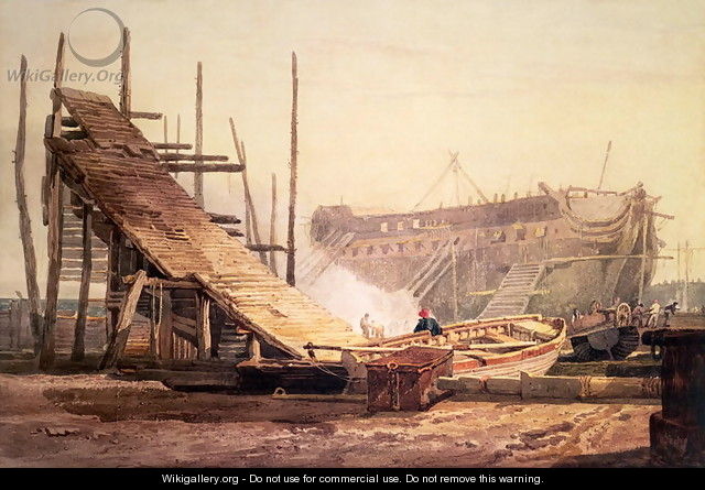 A Shipyard at Blackwall - Samuel Prout