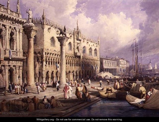 The Molo and the Doges Palace, Venice - Samuel Prout