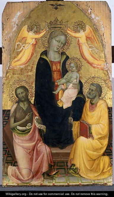 Enthroned Madonna and Child being crowned by two Angels, John the Baptist and the Apostle Peter, c.1410-20 - Baldese Pseudo