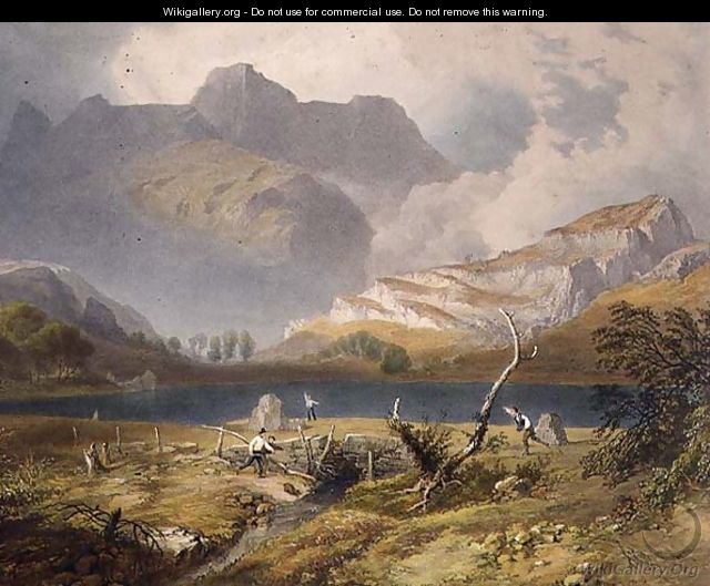 Langdale Pikes, detail of the tarn, from The English Lake District, 1853 - James Baker Pyne