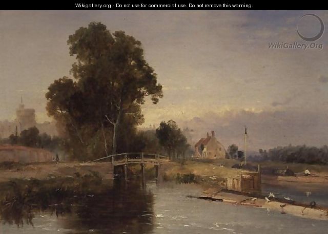 Barge with a Lock Gate and Windsor Beyond - James Baker Pyne