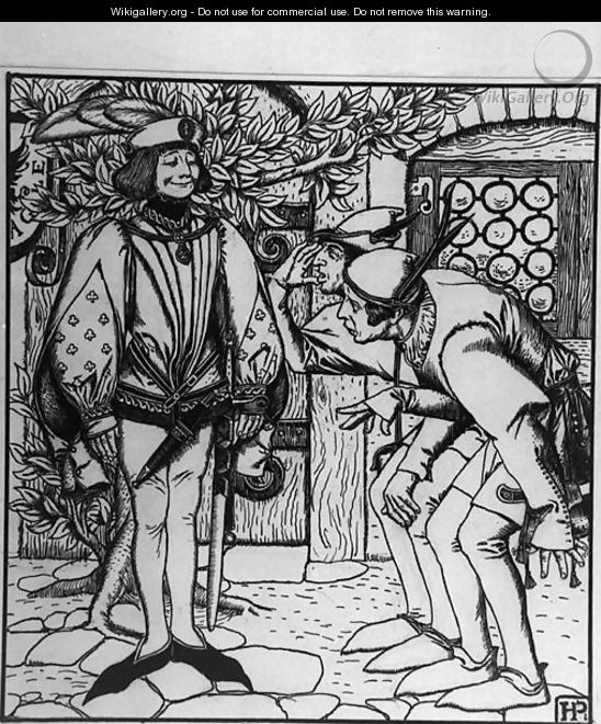 Peterkins brothers marvel at the fine clothes that the hare gave him - Howard Pyle