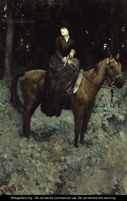 She Drew Bridle, Listening - There was No Sound, from Special Messenger by Robert W. Chambers, published in Harpers Monthly Magazine, February 1905 - Howard Pyle