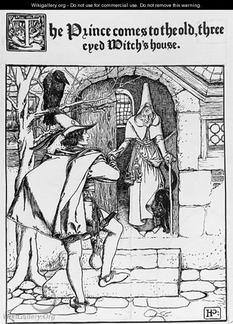 The Prince comes to the old three eyed Witchs house - Howard Pyle