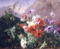 Still Life of Anemones in Undergrowth - Elise Puyroche-Wagner