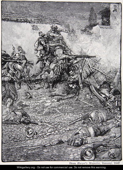 Drakes attack upon San Domingo, 1586, published in Harpers Magazine, 1883 - Howard Pyle