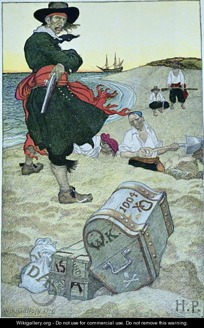 Pirate William Kidd burying treasure on Oak Island - Howard Pyle