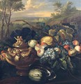 Urn and Fruit in a Landscape - (circle of) Ruoppolo, Giovanni-Battista