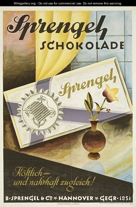 German advertisement for Sprengel chocolate, produced by B Sprengel und Co., Hannover, 1924 - Richard Rump