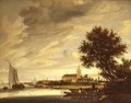 A river landscape with a ferry in the foreground, 1645 - (circle of) Ruysdael, Jacob Salomonsz.