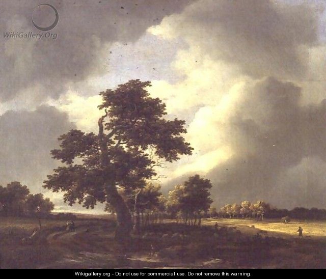 Landscape with Shepherd - Jacob Salomonsz. Ruysdael