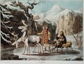 Yakuts of central Siberia in winter landscape, clad in furs and with a reindeer sledge, published 1813 - Anonymous Artist