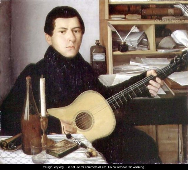 Portrait of a Young Man with a Guitar, c.1830 - Anonymous Artist