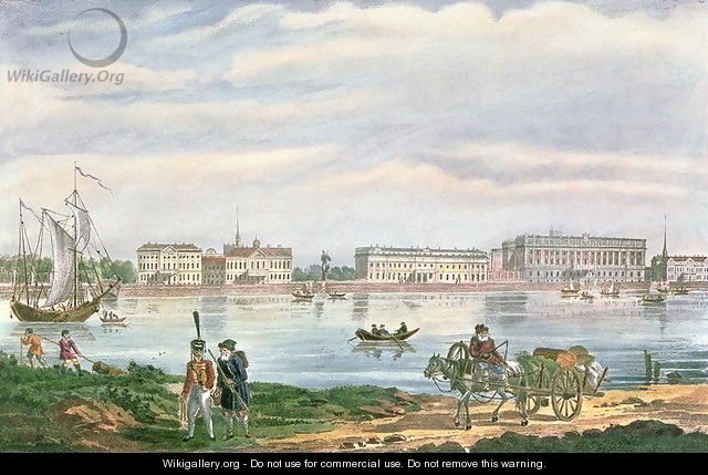 The Marble Palace and the Neva Embankment in St. Petersburg, 1822 - Anonymous Artist