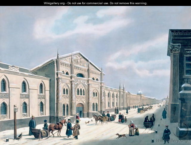 The Synodal Printing house at Nikolyskaya street on Moscow, 1840s - Anonymous Artist