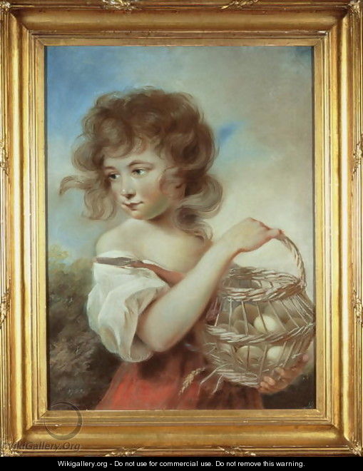 The Girl with a Basket of Eggs, c.1780 - John Russell