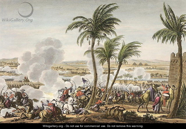 The Battle of the Pyramids, 3 Thermidor, Year 6 21 July 1798 engraved by Louis Francois Couche 1782-1849 - (after) Swebach, Jacques Francois Joseph