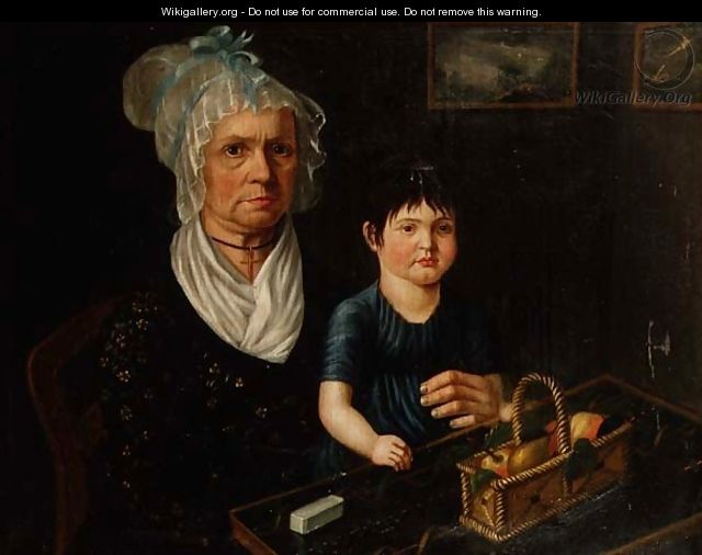 Portrait of Mrs. Catherina Bircher with Her Granddaughter - Anonymous Artist