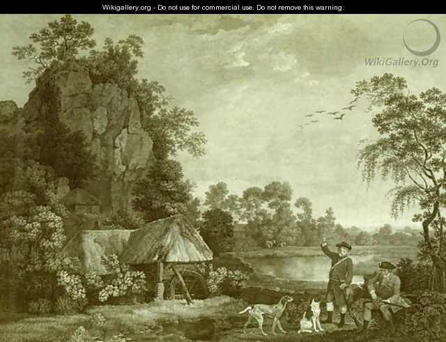 Two Gentlemen Going a Shooting, with a View of Creswell Crags, Taken on the Spot, Plate 1 - (after) Stubbs, George