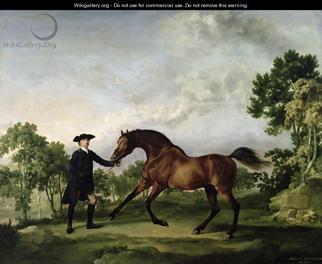 The Duke of Ancasters bay stallion Blank, held by a groom, c.1762-5 - George Stubbs