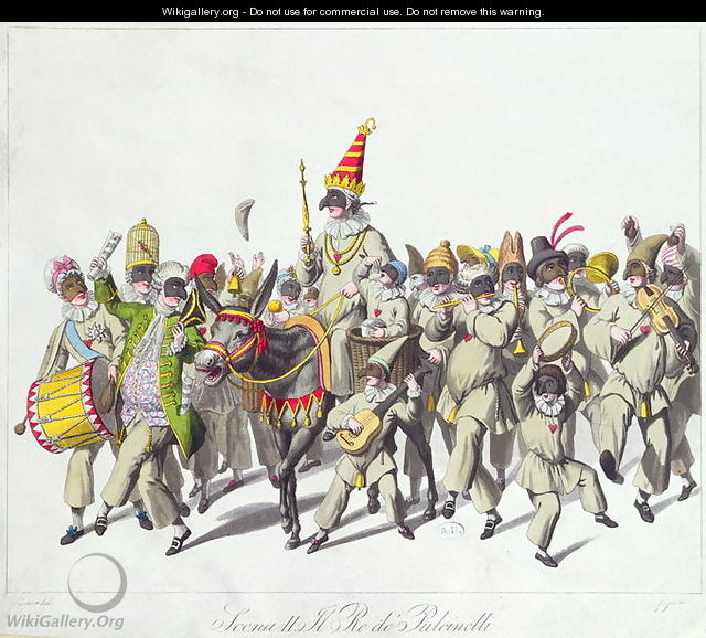 Procession of King Punch during the Roman Carnival, early 19th century - (after) Stuermer, Johann Heinrich