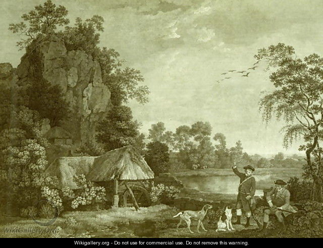 Two Gentlemen Going a Shooting, with a View of Creswell Crags, Taken on the Spot, Plate 1 - George Stubbs