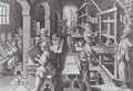 The Development of Printing, plate 5 from Nova Reperta New Discoveries engraved by Philip Galle 1537-1612 c.1600 - (after) Straet, Jan van der (Giovanni Stradano)
