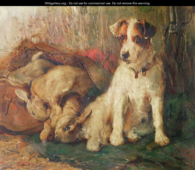 Left in Charge - A Fox Terrier with Game - Philip Eustace Stretton